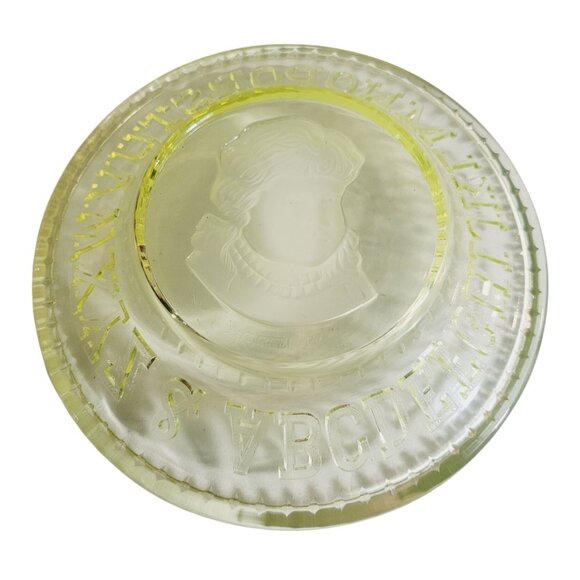 Antique Uranium Children's (Boy) EAPG ABC Plate by Clay's Crystal Works - Picture 3 of 9
